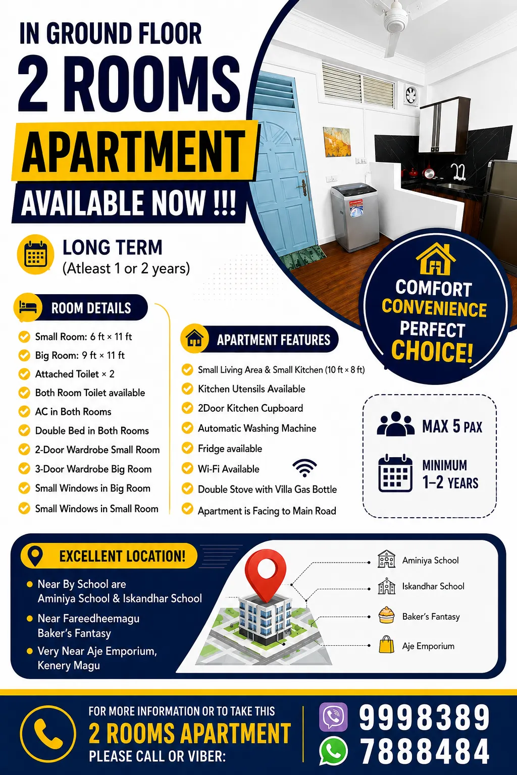 2Rooms Apartment available in Ground floor!!! Call or — Maafannu