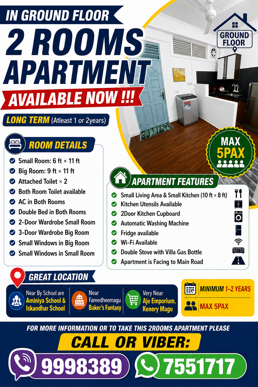 2 Bedroom Apartment in Maafannu!!! Call or — Maafannu