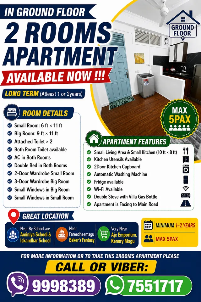 2 Bedroom Apartment in Maafannu!!! Call or — Maafannu