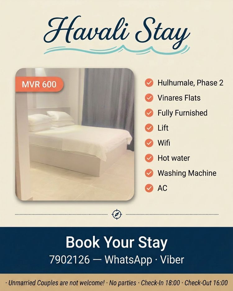 Room for Daily Rent (MVR600): Call (WhatsApp or Viber) — Hulhumalé