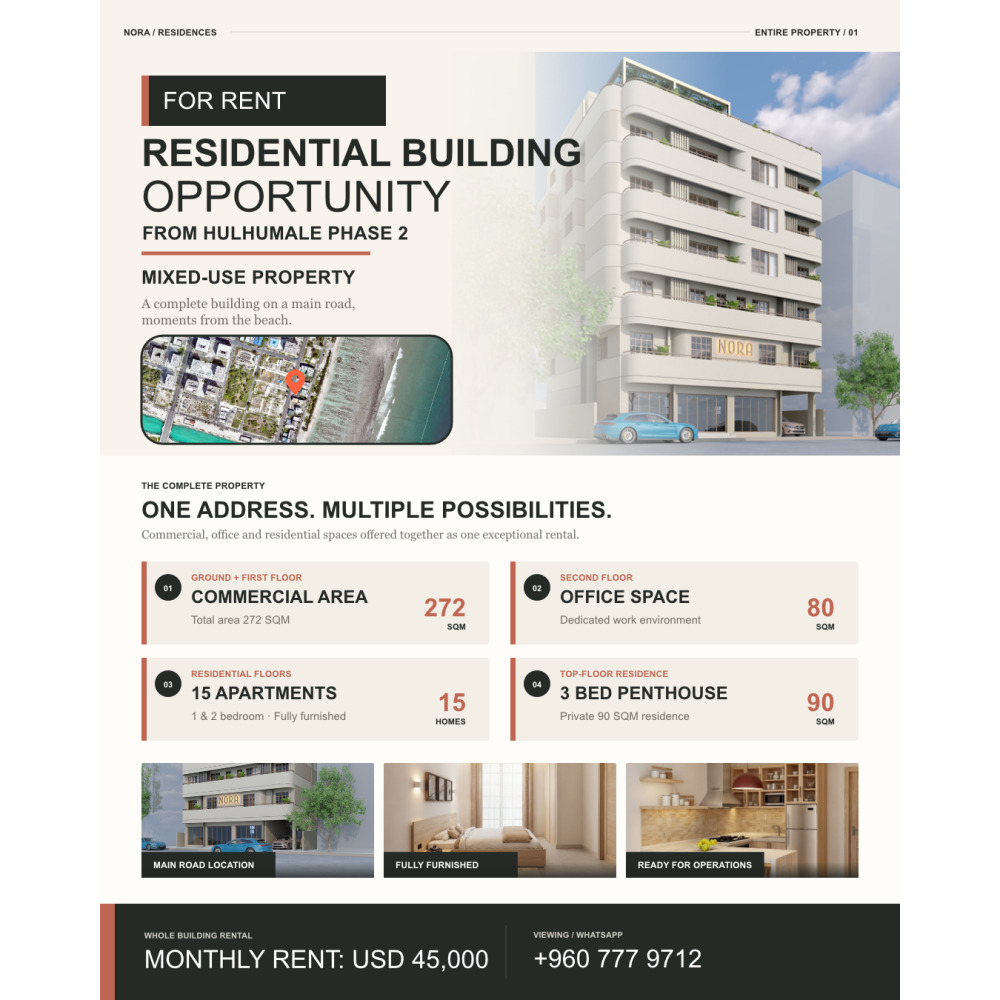 Residential Building with Office & Commecial Space for rent - USD45000 --> — Hulhumalé