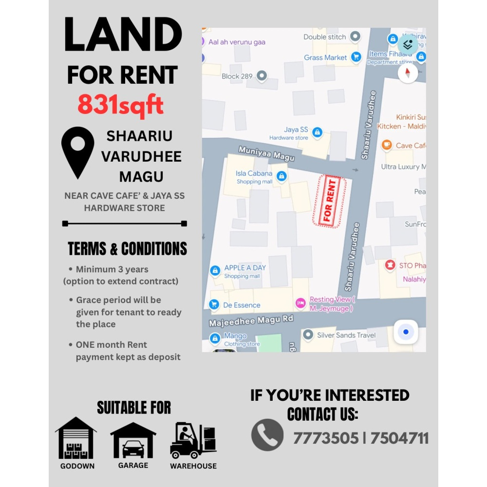 LAND FOR RENT — Malé — Maafannu