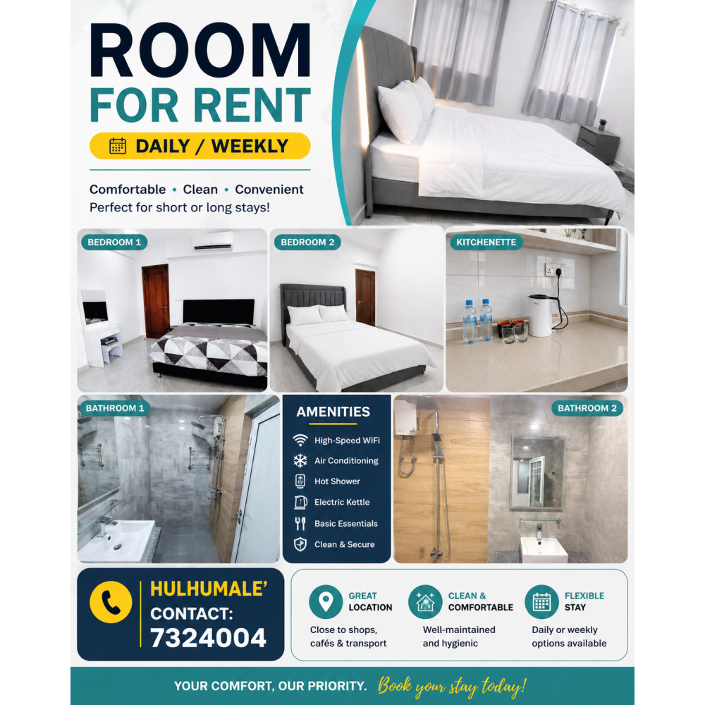 Fully Furnished Apartment for short stay/ Holiday Home — Hulhumalé