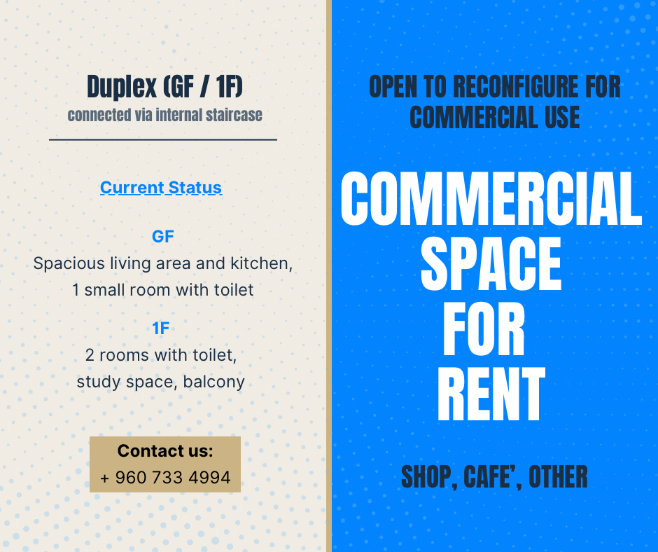 Duplex Space - Champa Magu (Ground/ First Floor) — Malé — Maafannu