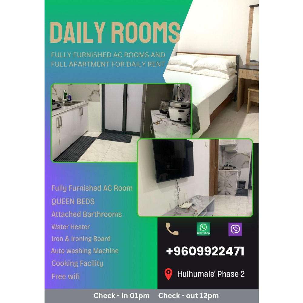 Rooms and Apartment for Daily rent — Hulhumalé