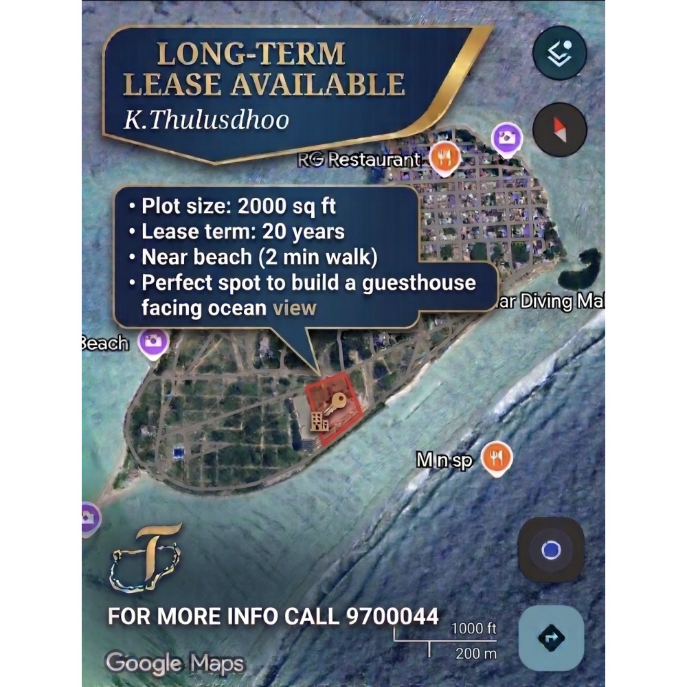 2000 sq ft land for long term lease | K.Thulusdhoo — Kaaf