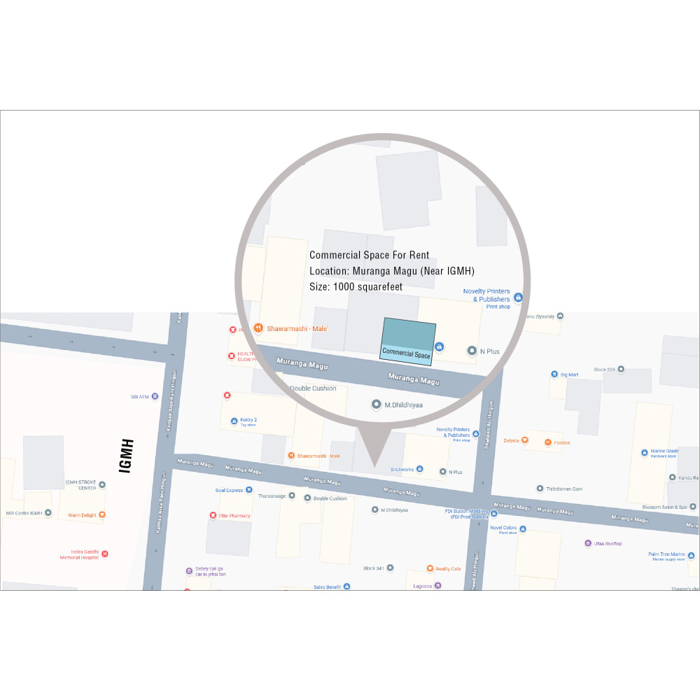 Commercial Space for Rent, near IGMH — Malé — Maafannu