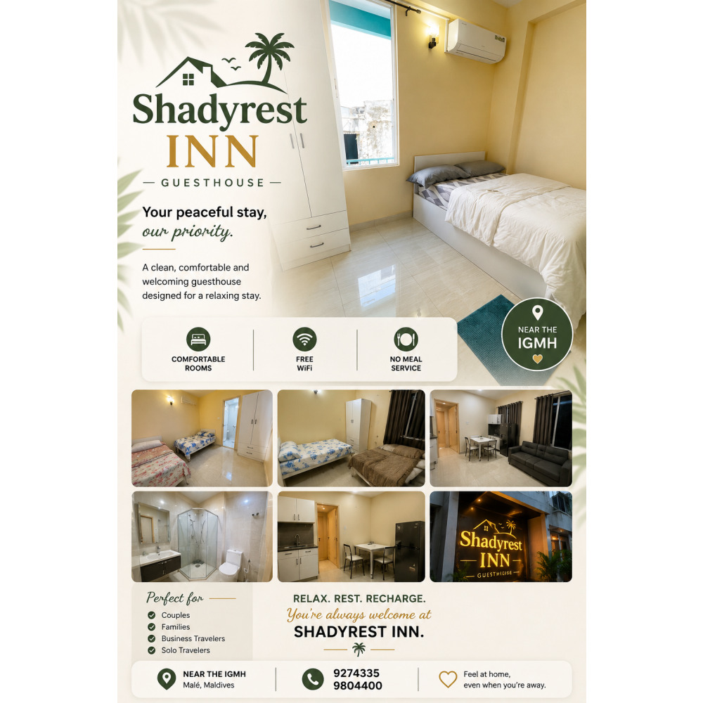 Rooms for daily rent Nearby IGMH,Free WIFI,Clean & Spacy,call — Malé — Maafannu