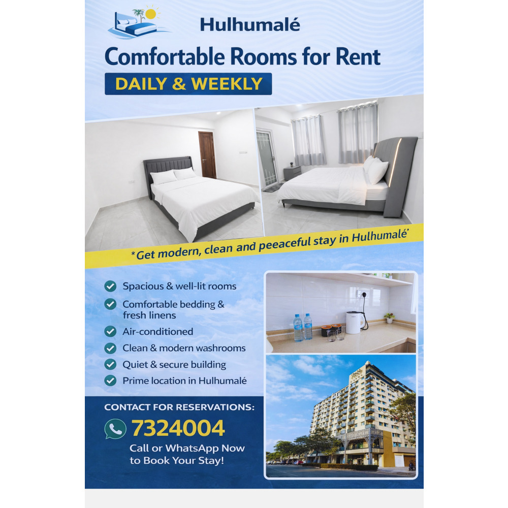 Fully Furnished Apartment for rent in Hulhumale' — Hulhumalé