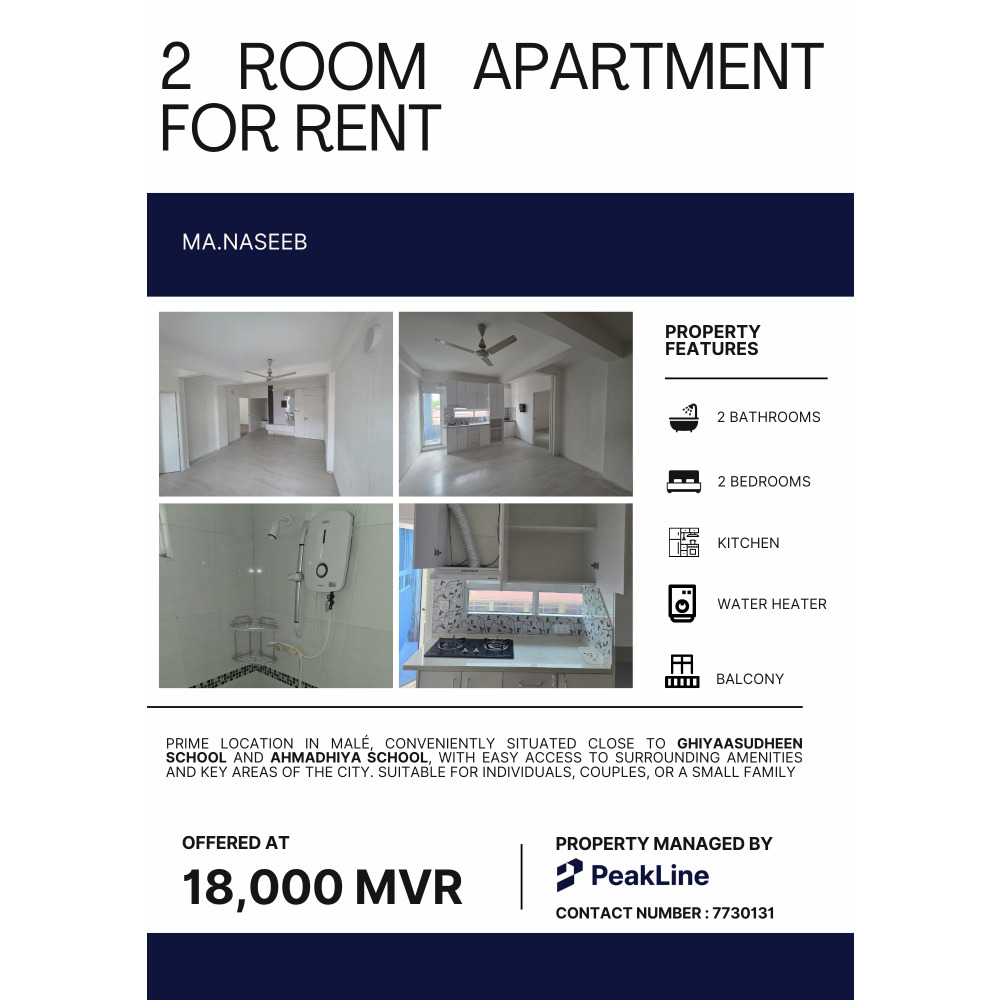 2-Room Apartment for Rent Prime Location in Mal — Malé — Machchangolhi