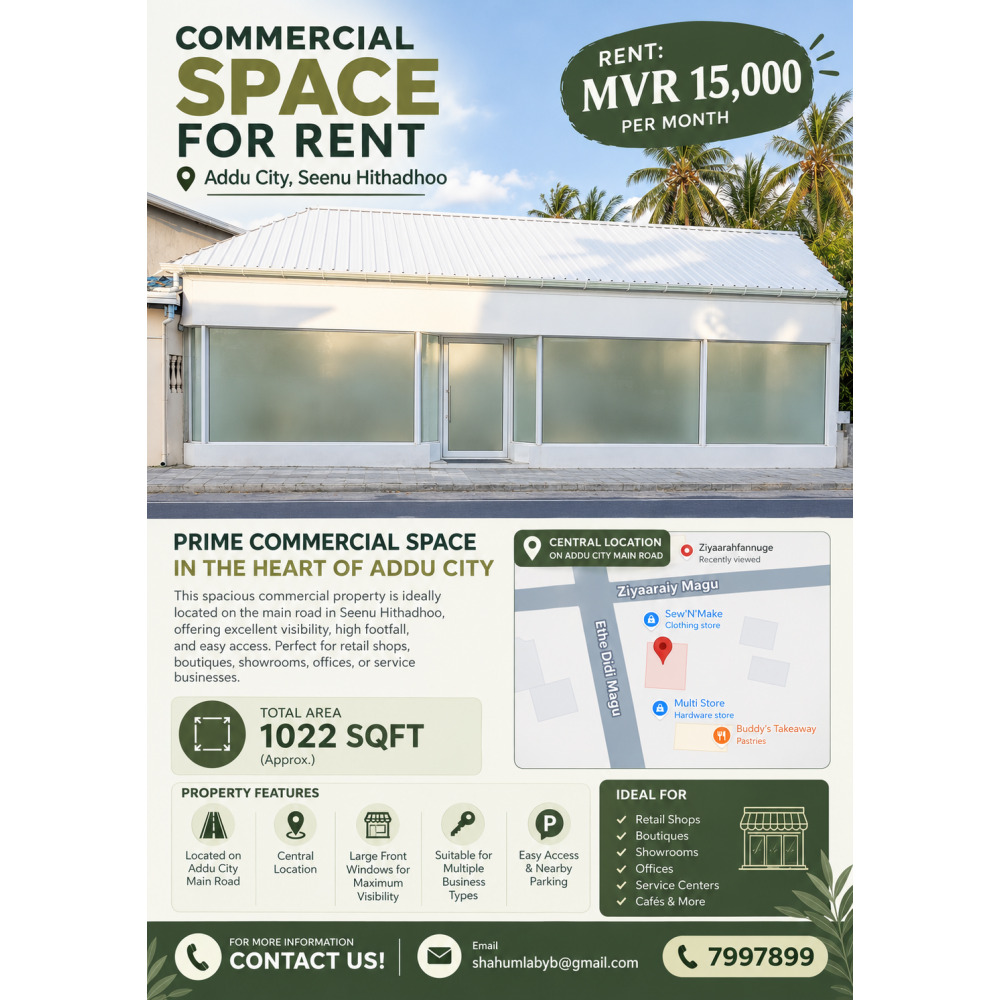 Commercial space for rent — Addu City
