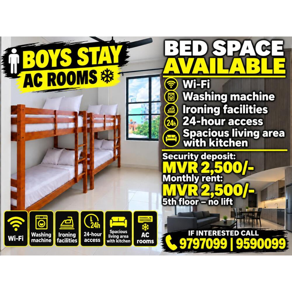 ? AFFORDABLE AC BED SPACE FOR BOYS — Malé — Maafannu