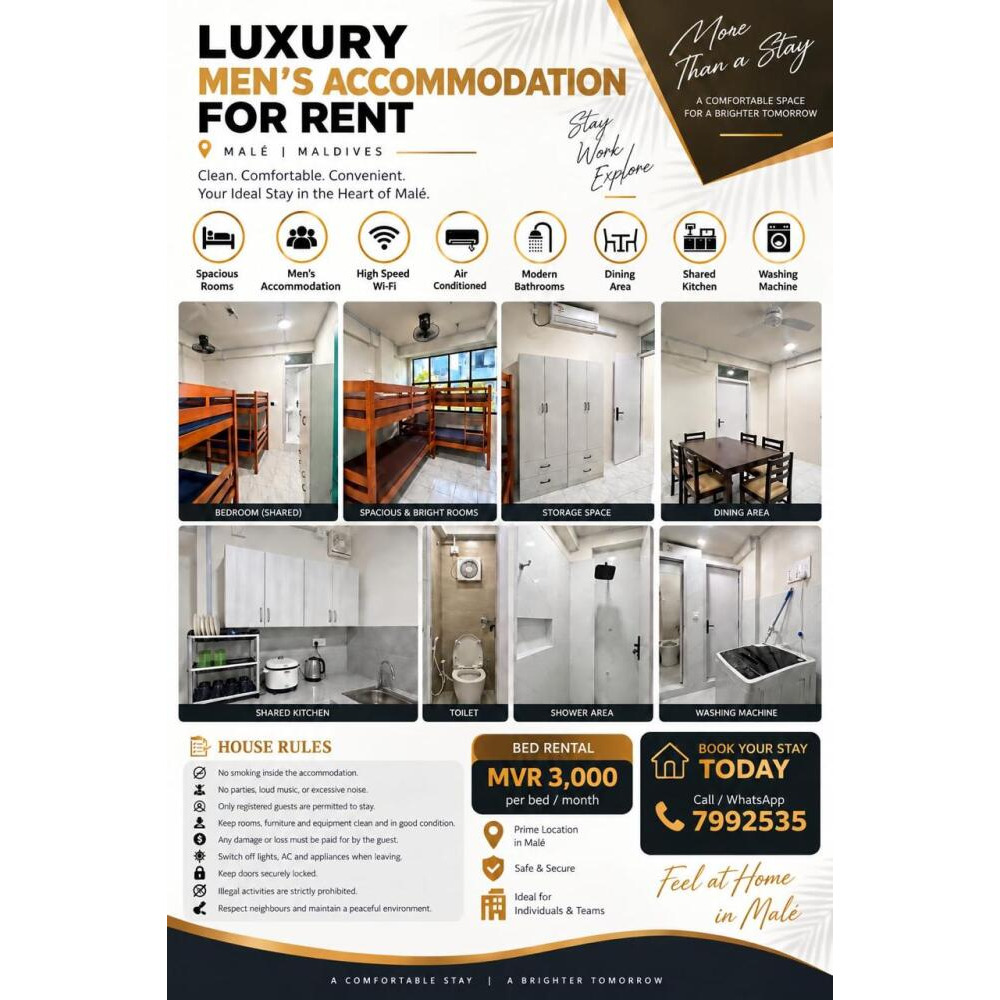 Accomodation for boy ONLY 3000/- MVR. Call / whatsup — Malé — Machchangolhi
