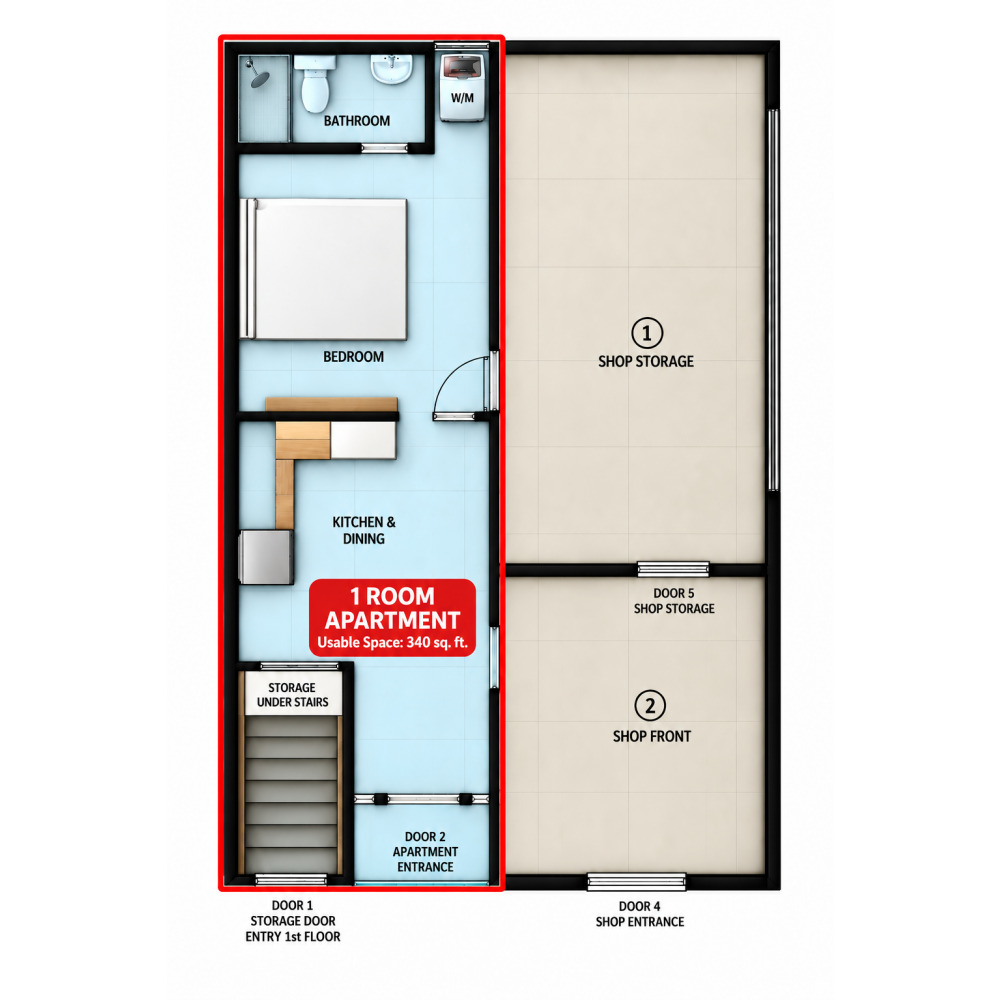 1 Room Apartment / Storage Space for Rent — Malé — Machchangolhi
