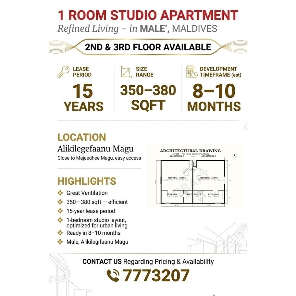 1 Room Studio Apartment — Malé — Galolhu
