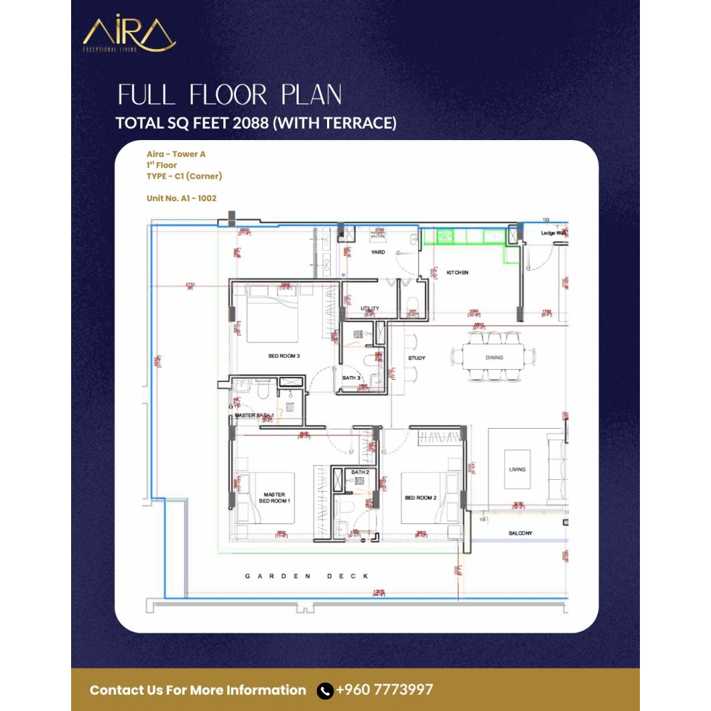 Fully Furnished Luxury 3BD+1 Apartment for Rent - Tower A — Hulhumalé