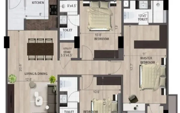 Fully Furnished 3-Bedroom Apartment for Rent! - The Creek View, Hulhumale' Phase 1 — Hulhumalé